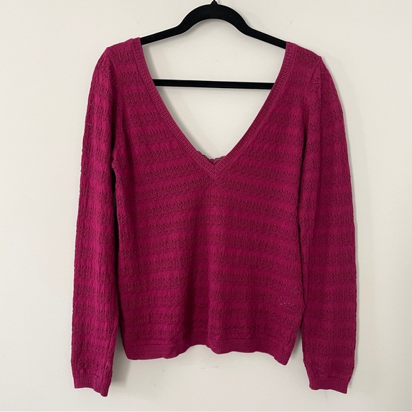 Sezane Gretha V-Neck Jumper Sweater in Plum Medium - Picture 4 of 13
